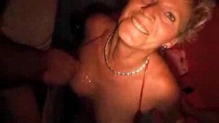 Mature German cheating wife in swingers gloryhole sexshop porn video