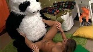 Sex toy party with a horny panda bear porn video